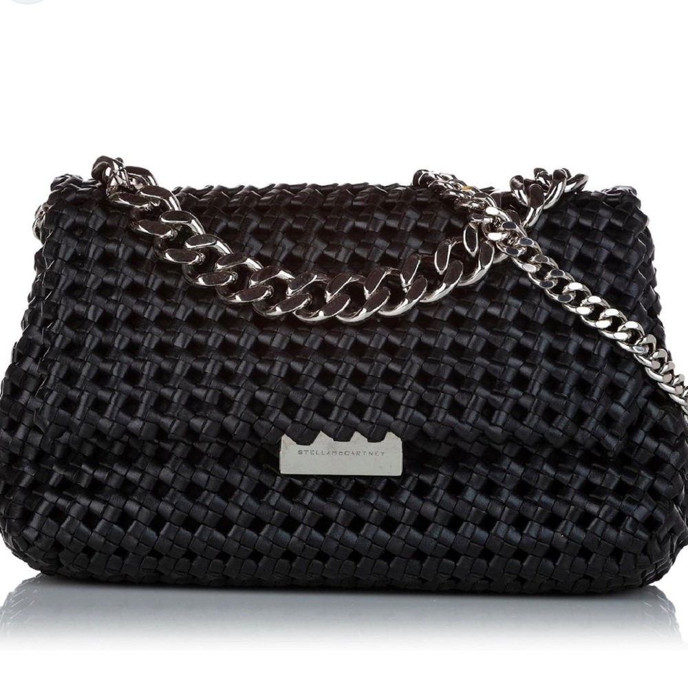 Stella McCartney Weave Chain Faux Leather Becks Shoulder Crossbody Flap Bag